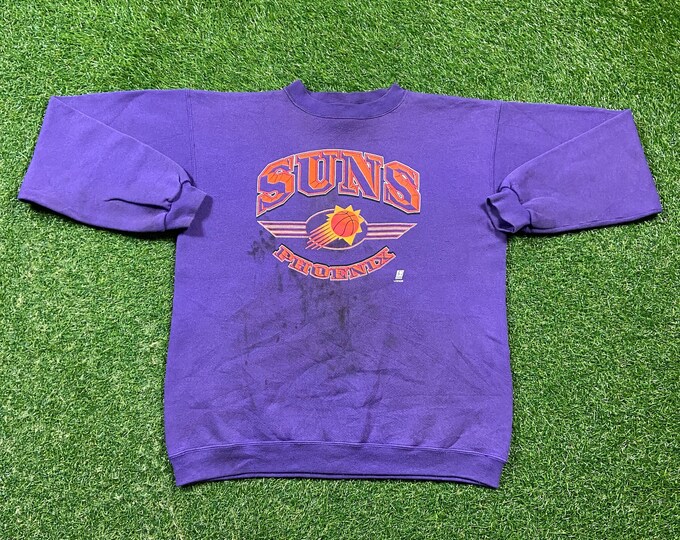 Vintage Phoenix Suns Crewneck Sweater Logo Athletic Size Medium NBA Basketball 1990s 90s Barkley Pull Over Oversized Distressed