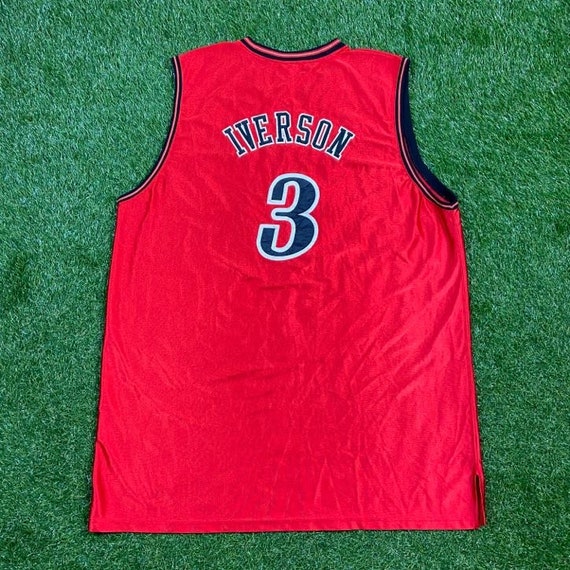 Reebok Allen Iverson Blue Philly 76ers Sixers Basketball Jersey XL