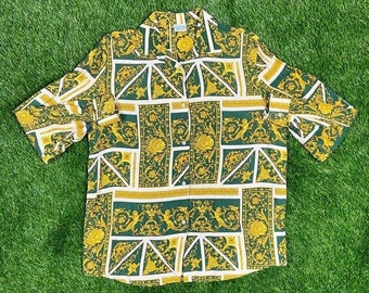 Vintage Benetton Button Down Shirt Size L 80s high fashion Made in Italy Designer Classic Original Large 1980s Soft Comfortable Versace