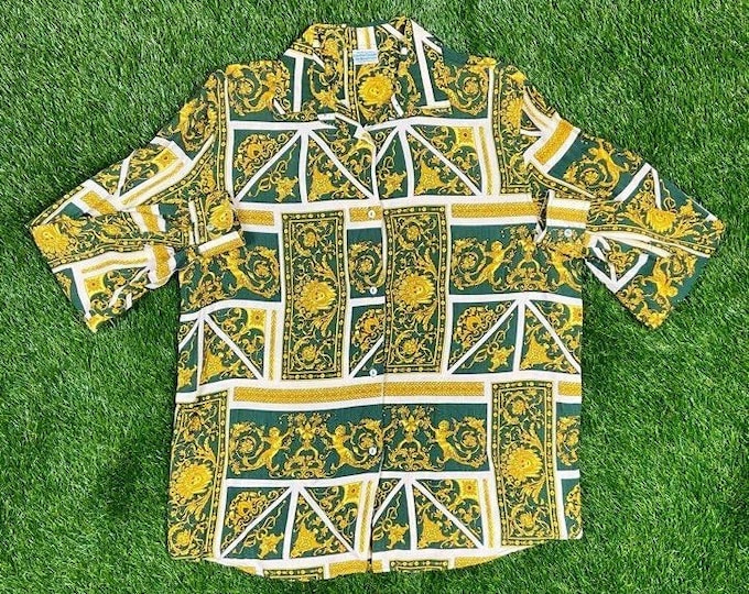 Vintage Benetton Button Down Shirt Size L 80s high fashion Made in Italy Designer Classic Original Large 1980s Soft Comfortable Versace