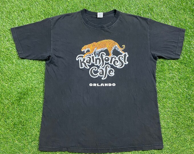 Vintage Rainforest Cafe T Shirt Tee Size Xtra Large XL Orlando Florida Habitat Planet Earth Green Day Animals 1990s 90s