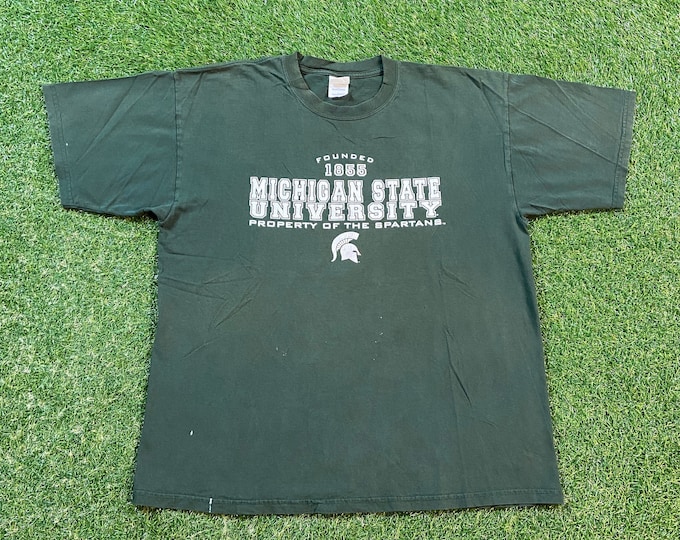 Vintage University of Michigan State Spartans T Shirt Tee Gildan Size Xtra Large XL NCAA College Football Detroit MSU 1990s 90s