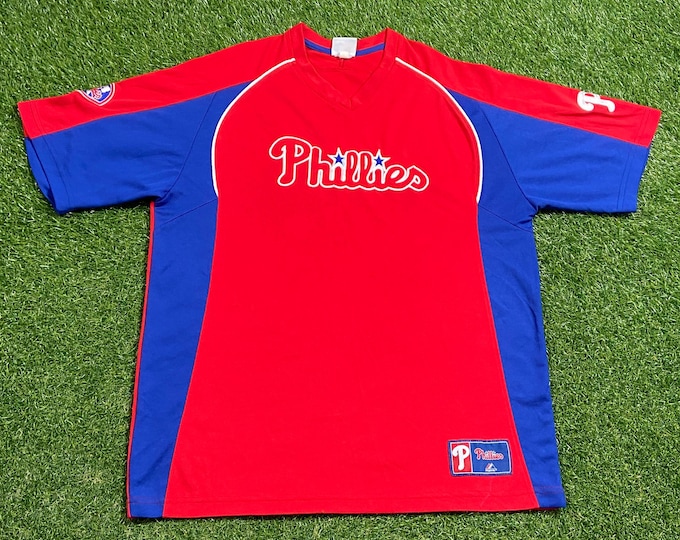 Vintage Philadelphia Phillies Jersey Majestic Size Large L MLB Baseball National League Philly Pennsylvania Classic 1990s 90s