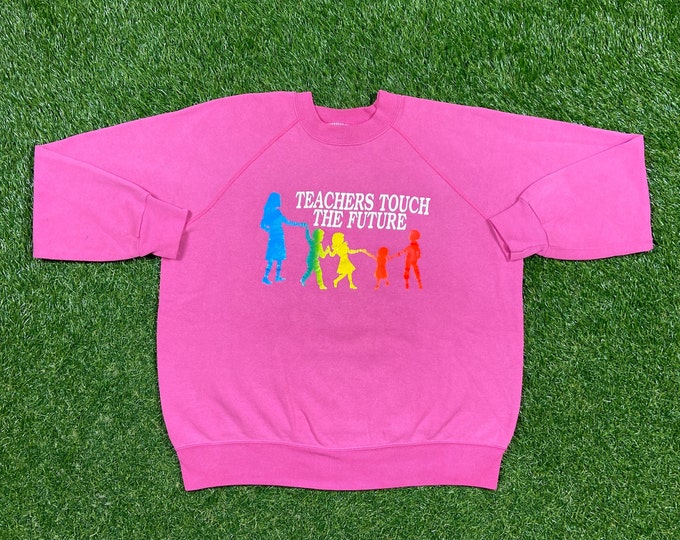 Vintage Techers Touch the Future Crewneck Sweatshirt Basset Walker Made USA Size Xtra Large XL Education College High School 1980s 80s