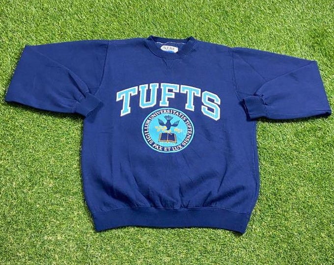 Vintage Tufts University Crewneck Sweatshirt Size Small S Boston Massachusetts New England Classic College Pull Over Oversized 1990s 90s
