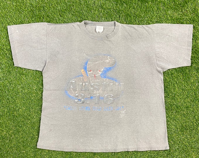 Vintage WWF Stone Cold Steve Austin 3 16 T-Shirt Tee Made USA Size XXl 2XL 1990s 90s Wrestling WWE The Rock Craziest Fade Faded