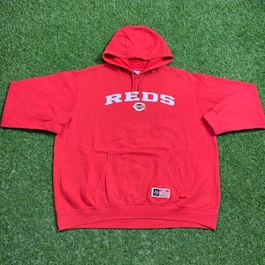 Vintage Cincinnati Reds Hoodie Sweatshirt Size 2XL XXL MLB Baseball Ohio Cleveland Pull Over Oversized 1990s 90s