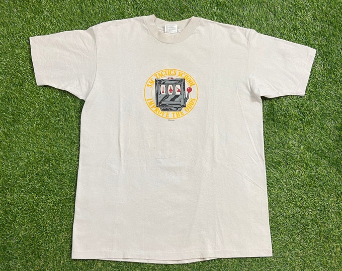 Vintage Fighter Plane T Shirt Tee Made USA Size Xtra Large XL Improve the Odds Math Education College High School 1990s 90s