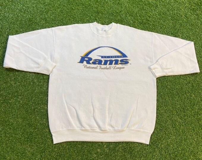 Vintage St Louis Rams Crewneck Sweatshirt Made Usa Size Xtra Large XL NFL Football Los Angeles LA California 1990s 90s Pull Over Oversized