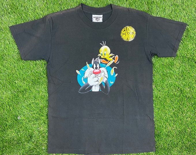 Vintage Looney Tunes T shirt Tweety Bird Sylvester Crewneck Sweater M Cartoon Network 80s 90s Made USA Glow in the Dark New With Tag