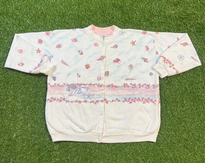 Vintage Seashells Multicolor Crewneck Sweatshirt Made USA Size Xtra Large XL Quality 1990s Comfy Great Fit Original 90s Beach Sea Pull Over