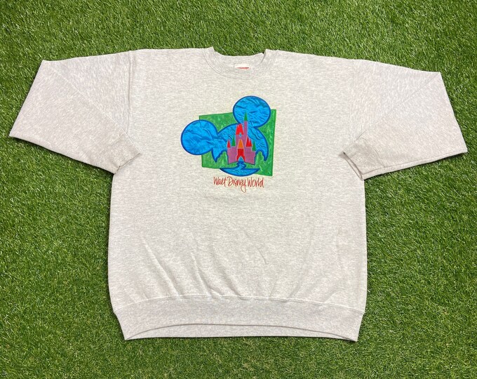 Vintage Walt Disney World Crewneck Sweatshirt Size Xtra Large XL Mickey Mouse WDW Magic Kingdom Disneyland Classic Rare Pull Over Oversized
