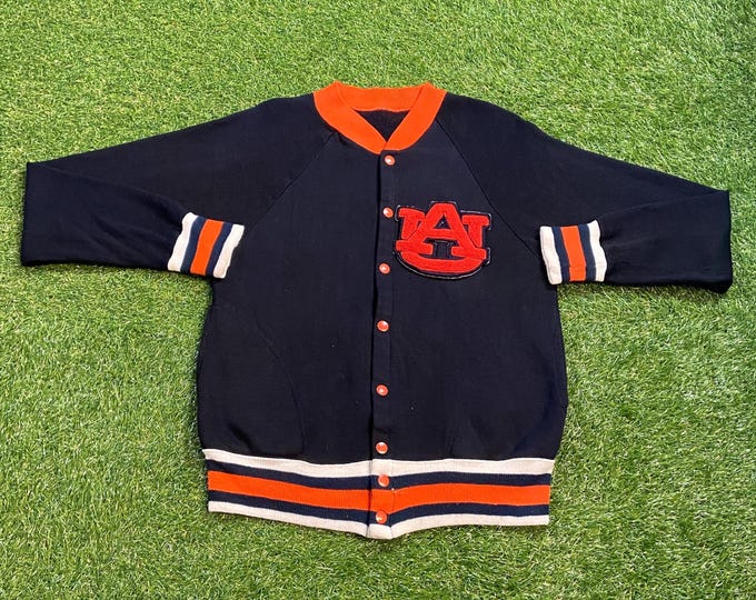 Vintage Auburn University Tigers Varsity Jacket Sweater Size Small S NCAA College Football Alabama Sec War Eagle 1990s 90s Pull Over