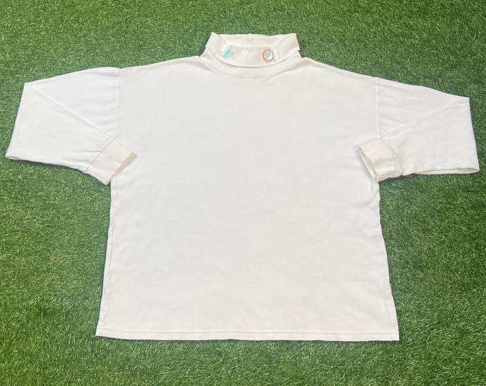 Vintage Miami Dolphins Long Sleeve Turtle Neck Shirt Logo Athletic Size Large L NFL Football 305 Florida Dan Marino 1990s 90s
