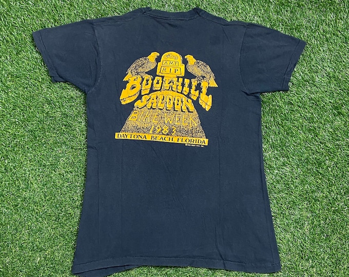 Vintage Boot Hill Saloon Daytona Beach Florida T Shirt Tee Xtra Small XS Harley Davidson HOG 3D Eagle Motorcycle Truckers Biker 80s 1983