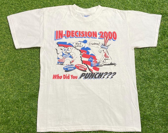 Vintage In Decision 2000 Bush vs Gore T Shirt Tee Size Medium M US Presidential Election Democrat Republican Politics President 00s