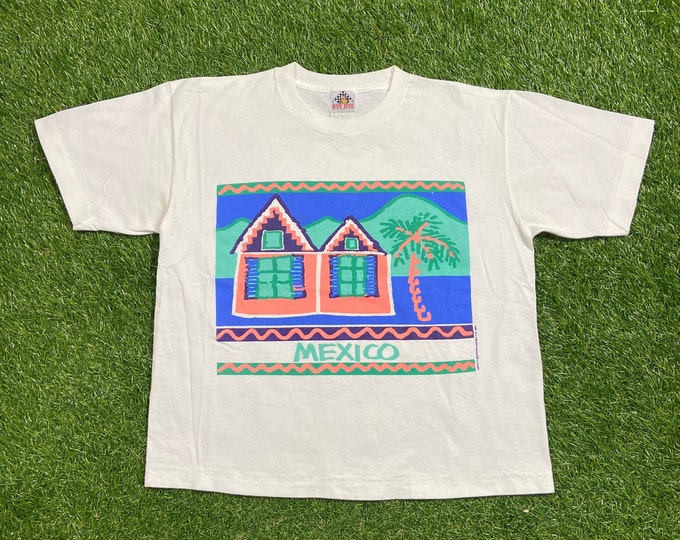 Vintage Mexico T Shirt Tee Size Large L Cancun Cozumel Mexico City Party Vacation Beach Caribbean Tourist Travel 1990s 90s