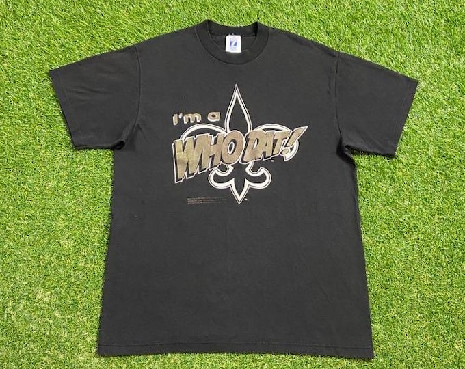 Vintage New Orleans Saints T Shirt Tee Made USA Size Large L NFL Football Drew Brees NOLA Big Easy Louisiana 1990s 90s