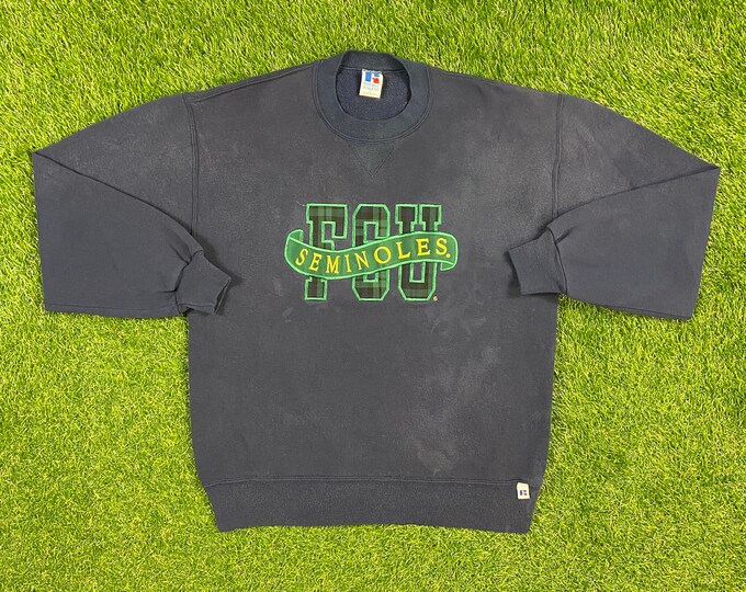 Vintage Florida State University Seminoles Crewneck Sweatshirt Russell Athletic Made USA Size Large L NCAA College Football FSU Pull Over
