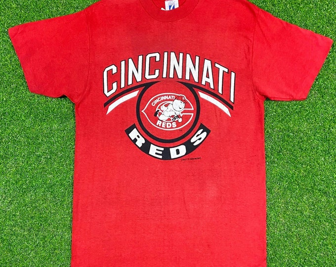 Vintage Cincinnati Reds Spell Out 1988 T Shirt Tee Logo 7 Large Made USA MLB Ohio Cleveland Red Baseball Classic 1980s 80s New With tags