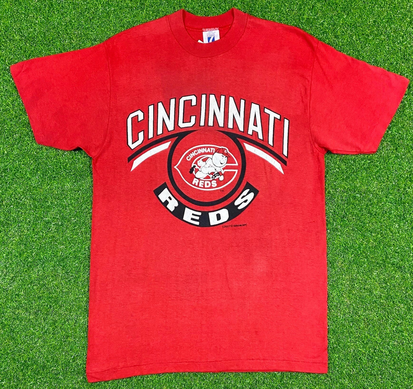 Vintage Cincinnati Reds Spell Out 1988 T Shirt Tee Logo 7 -  Denmark