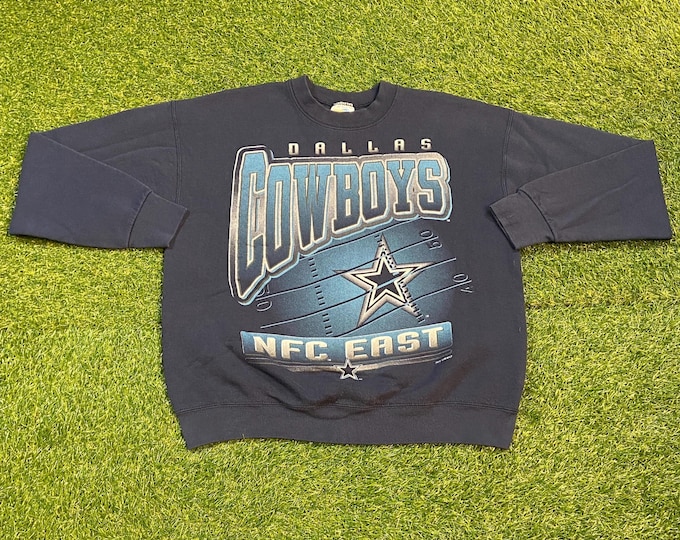 Vintage Dallas Cowboys Crewneck Sweatshirt Made USA Size Large L Texas Warm NFL Football Classic 1990s 90s Pull Over Oversized