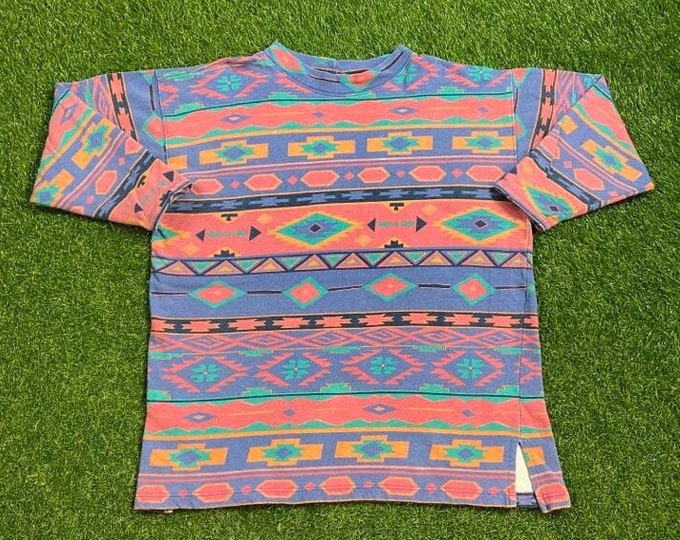 Vintage  Multicolor Crewneck Sweatshirt Nuovo Size Large L Cool Pattern Quality 1990s Oversized Great Fit Original 90s Pull Over