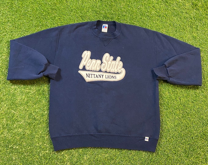 Vintage Penn State University Crewneck Sweatshirt Made USA Size Large L NCAA College Football Nittany Lions 1990s 90s Pull Over Oversized