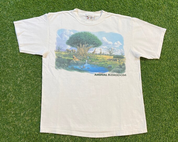 Vintage Disney Animal Kingdom T Shirt Tee Made USA Size Large L Walt Disney World Classic Magic Kingdom Park Zoo Original 1990s 90s