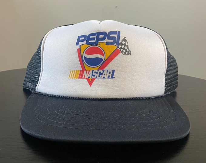 Vintage Rare Pepsi NASCAR Snapback Hat KC Caps OSFA Daytona 500 Racing Classic Cola Soda Coke 1980s 80s Trucker