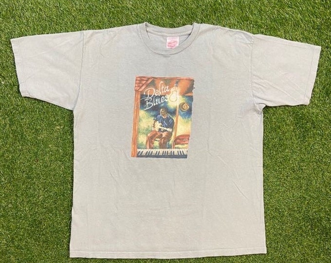 Vintage Delta Blues T Shirt Tee Tect Made USA Size Xtra Large XL Classic Southern Music 1990s 90s
