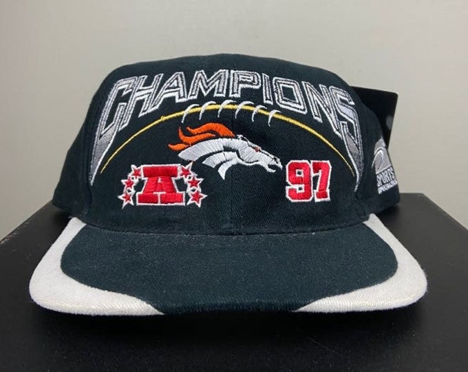 Vintage Denver Broncos 1997 AFC Champions Snapback Hat Cap Brand New Tags Sports Specialties John Elway Colorado 1990s 90s