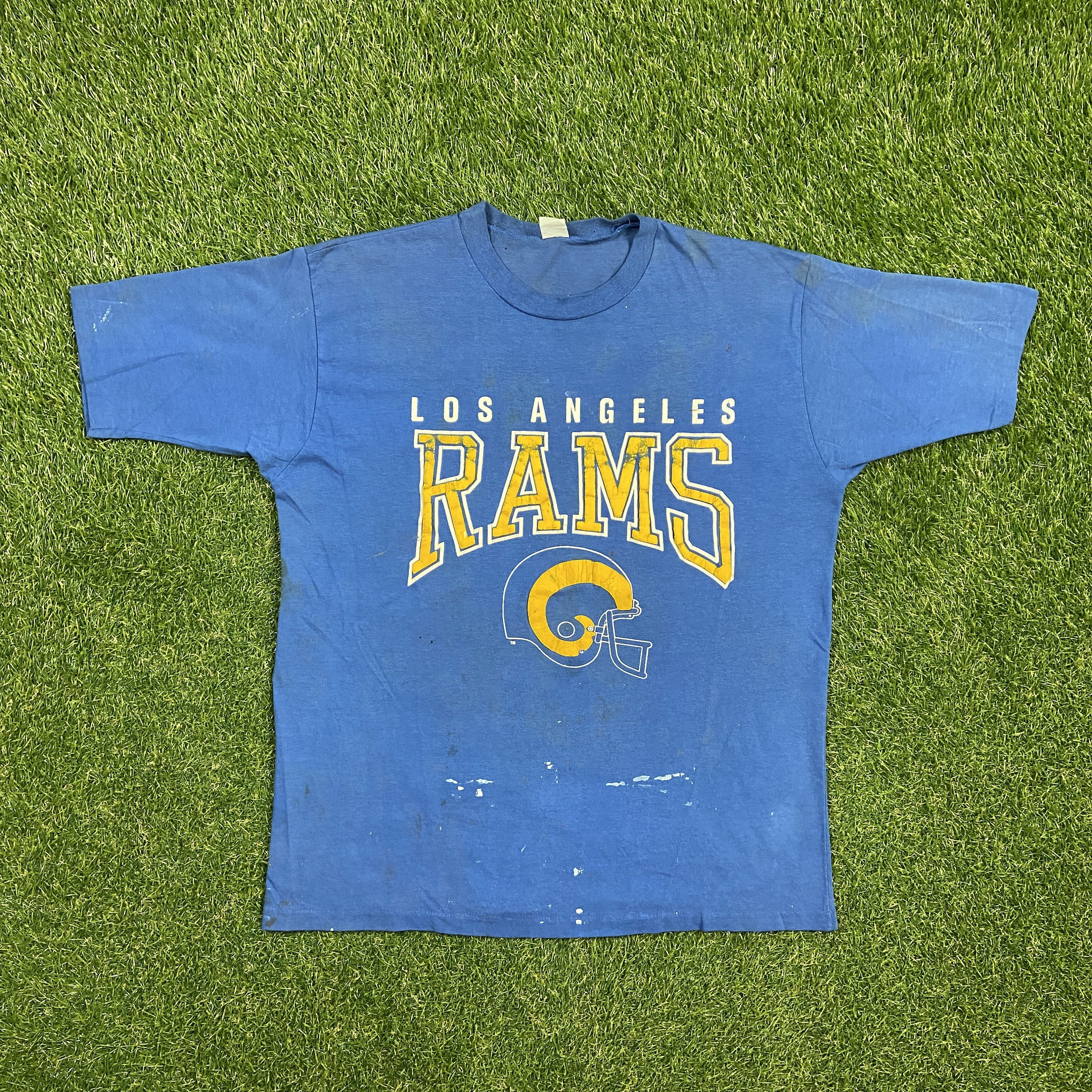 VINTAGE NFL LOS ANGELES RAMS TEE SHIRT SIZE LARGE MADE IN USA 1980s