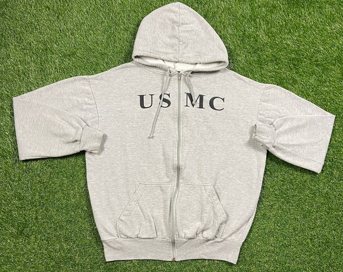 Vintage USMC United States Marines Corps Hoodie Sweatshirt Roth Co Size Xtra Large XL 1980s Navy Army Military 80s Pull Over Oversized