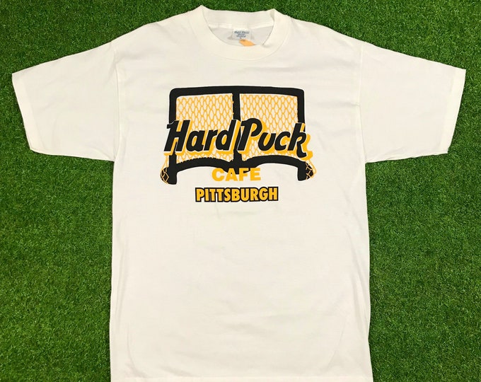 Vintage Pittsburgh Penguins Hard Puck Cafe Tee NHL Mens Xtra Large Hockey T Shirt 90s New with Tags Deadstock Parody 1990s Classic Hard Rock