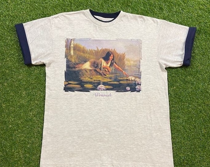 Vintage Wenonah T Shirt Tee Size Large L Canoe Paddle Board Native Sprit Indigenous People Native American 1990s 90s Indian Tribe