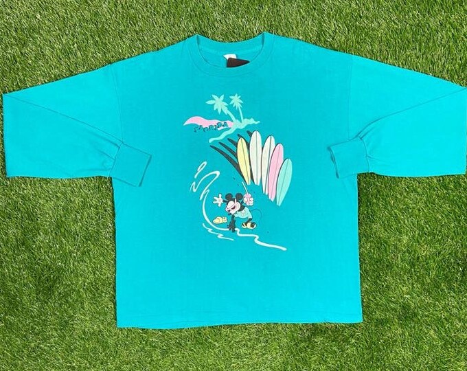 Vintage Mickey Mouse Florida Long Sleeve Shirt Disney 1990s Walt Disney World Classic 90s Magic Kingdom Orlando FL Size Xtra Large Made USA
