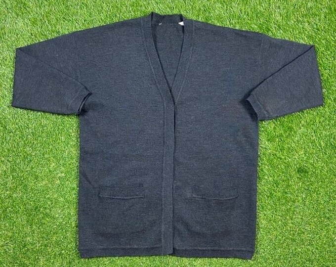 Vintage Off Black Cardigan Sweater Size Large L Classic Button Down Sweater American Apparel Cozy Very Warm Wool