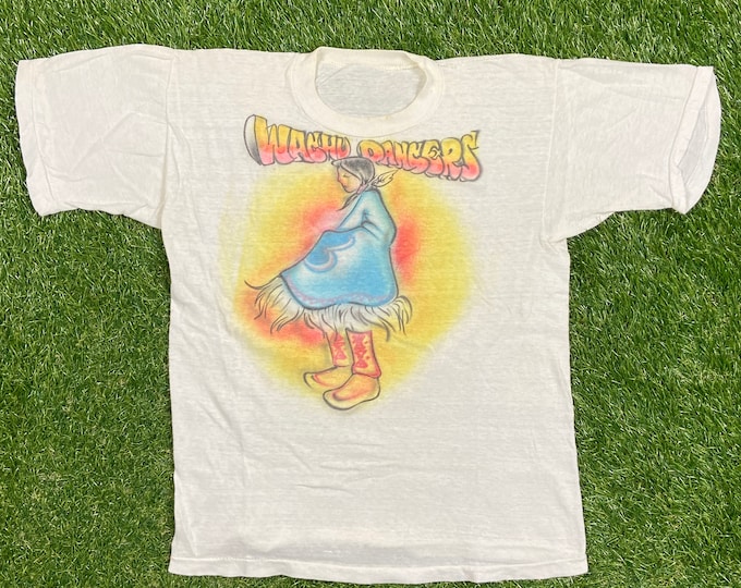 Vintage Wachu Dancers T shirt Tee Size Xtra Small XS Native American Ritual Tradition 1970s 70s Airbrush Custom Art Handmade