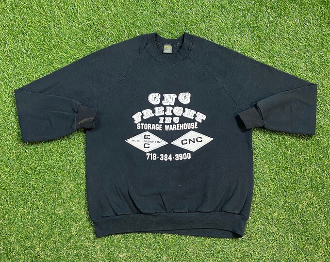 Vintage CNC Freight Crewneck Sweatshirt Made USA Size Large L Manufacturing Storage Warehouse Labor 1990s 90s Pull Over Oversized