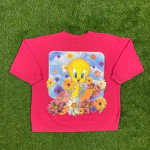 Vintage Tweety Bird Crewneck Suéter Tamaño XXL 2XL Looney Tunes Warner Bros Studio Store Yellow Bird Cartoon Bugs Bunny Taz Pull Over