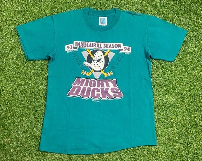 Vintage Anaheim Ducks T Shirt Tee Made USA Size Medium M NHL Hockey California Mighty Ducks Inaugural Season 1993 Classic Disney 90s