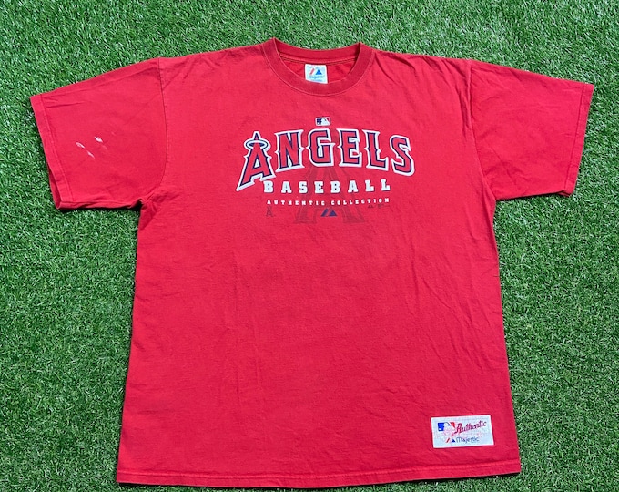Vintage Anaheim Angels T Shirt Tee Majestic Size Xtra Large XL MLB Baseball Los Angeles California Pujols 00s