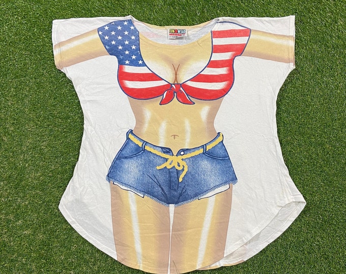 Vintage American Country Girl Body T Shirt Tee Fun2Wear Size Large L USA Funny Comical T Shirt Comedy 1990s 90s