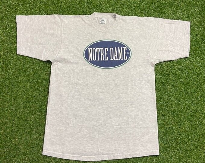 Vintage University of Notre Dame T Shirt Tee Made USA Size Large L Fighting Irish 1990s 90s NCAA College Football Classic