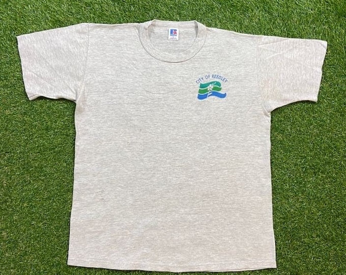 Vintage City of Reedley T Shirt Tee Russell Athletic Made USA Size Large L Fresno County California 80s 1980s