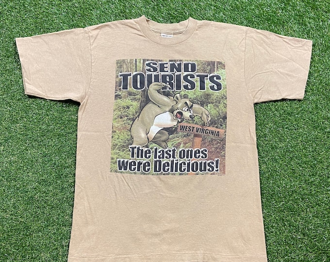Vintage West Virginia Tourism T Shirt Tee Alore Made USA Size Large L Bears Mountaineers WVU Classic 90s