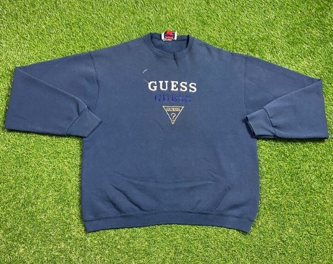 Vintage Guess Crewneck Sweatshirt George's Marciano Made USA Size XL Designer 80's Classic Rare GUESS ? Jeans 1980s Original Pull Over