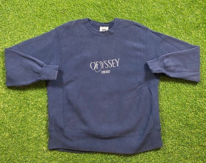 Vintage Odyssey Chicago Crewneck Sweatshirt Lee Made USA Size Xtra Large XL City Cruise Pier Illinois Midwest Pull Over Oversized 1990s 90s