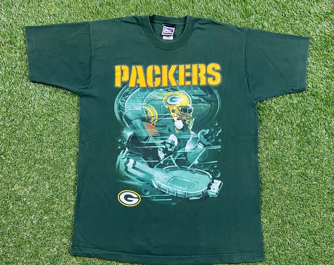 Vintage Green Bay Packers T Shirt Tee Pro Player Size Xtra Large XL NFL Football Wisconsin Bret Favre Cheese Head